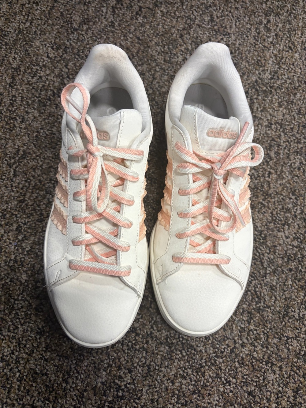 adidas White Sneakers with Light Pink Details